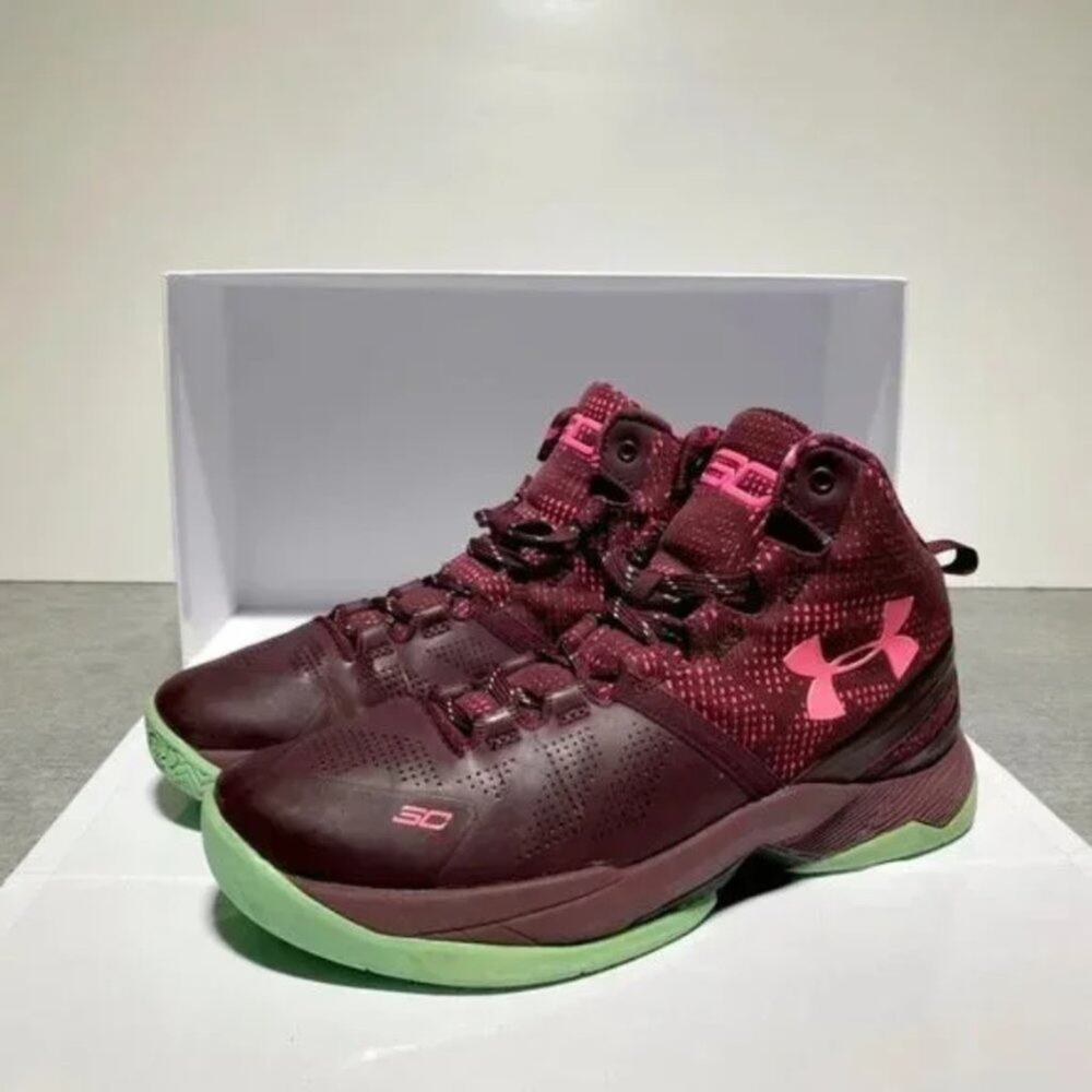 Under Armour Curry 2 GS 'Black History Month' Burgundy Pink Sneakers
